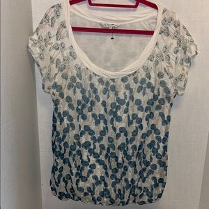 ROCHA JOHN ROCHA BRAND BLUE AND WHITE FLORAL DESIGN LINED WITH BALLOON HEM